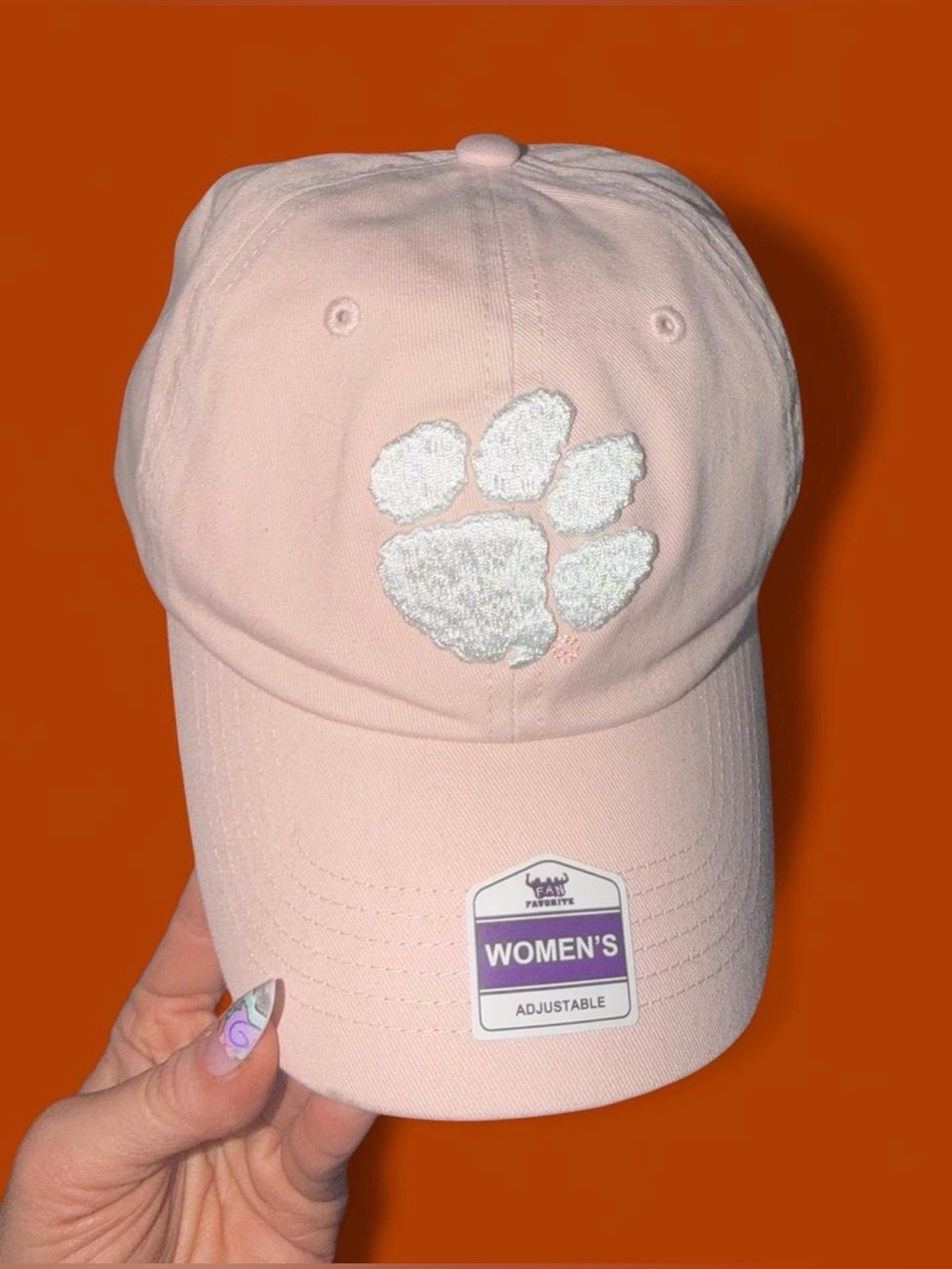 Women's Clemson Light Pink Paw Embroidered Adjustable Cap
